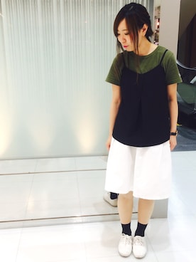 「アイテム（キャミソール、ブラック系）」を使った、ちぃさん（レディース・158cm）の夏コーディネート