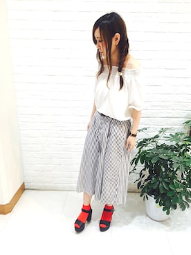 「アイテム（腕時計、ブラウン系）」を使った、ちぃさん（レディース・158cm）の夏コーディネート