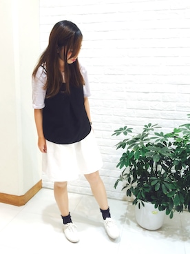 「アイテム（キャミソール、ブラック系）」を使った、ちぃさん（レディース・158cm）の夏コーディネート