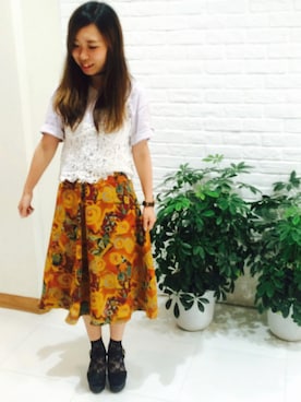 「アイテム（腕時計、ブラウン系）」を使った、ちぃさん（レディース・158cm）の夏コーディネート