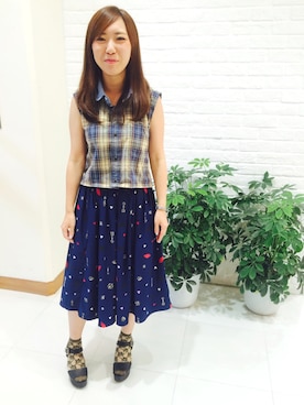 「アイテム（レッグウェア、グリーン系）」を使った、ちぃさん（レディース・158cm）の夏コーディネート