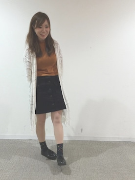 「アイテム（レッグウェア、グリーン系）」を使った、ちぃさん（レディース・158cm）の秋コーディネート