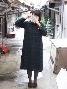 「ブラックウォッチ」｜「アイテム（ワンピース/ドレス）」を使った、nikonikoさん（レディース・160cm）の冬コーディネート