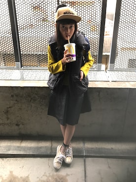 「FITH（フィス）のアイテム（ベスト）」を使った、Miyuさん（キッズ・133cm）の秋コーディネート