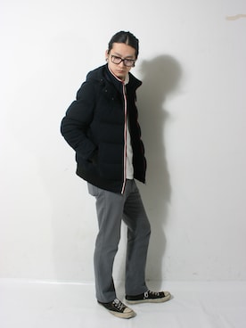 「アイテム（ダウンジャケット/コート、ブルー系）」を使った、fukusima613さん（メンズ・175cm）の冬コーディネート