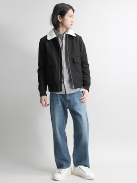 「WEGO（ウィゴー）のアイテム（ミリタリージャケット）」を使った、fukusima613さん（メンズ・175cm）の冬コーディネート