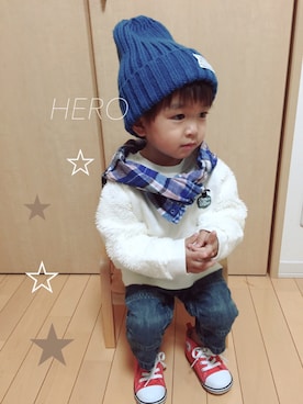 「プロデューサー巻き」｜「アイテム（その他）」を使った、HEROさん（キッズ・90cm）の秋コーディネート