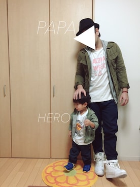 「VISION（ヴィジョン）のアイテム（シューズ）」を使った、HEROさん（キッズ・90cm）の秋コーディネート