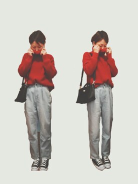 「マムジーンズ」｜ritsuさん（レディース・158cm）の冬コーディネート