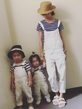 「petit main（プティマイン）のアイテム（オールインワン・サロペット）」を使った、ritsuさん（レディース・158cm）の春コーディネート
