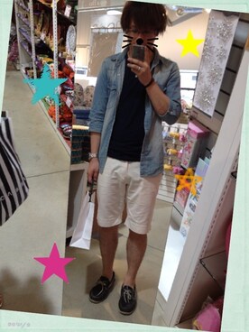 「ショッピング」｜「アイテム（その他シューズ）」を使った、JUNさん（メンズ・173cm）の夏コーディネート