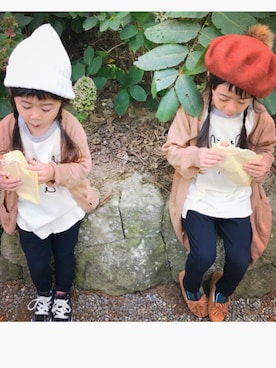 「アイテム（モカシン/デッキシューズ）」を使った、yuyu☺︎さん（キッズ・110cm）の秋コーディネート