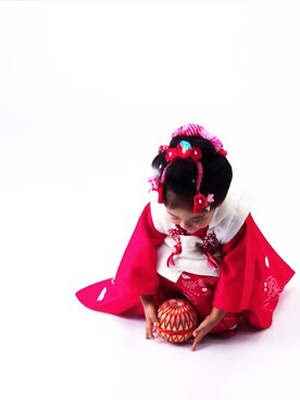 「撮影」｜「アイテム（浴衣）」を使った、Hilocoさん（キッズ・90cm）の秋コーディネート