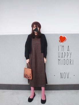 「yuni」｜「アイテム（帽子）」を使った、midoriさん（レディース・168cm）の秋コーディネート