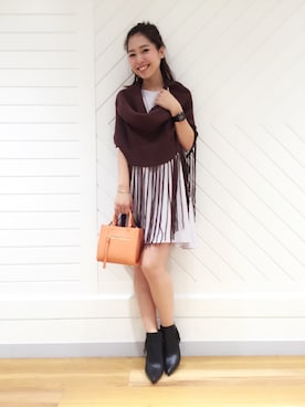 「DouDou（ドゥドゥ）のアイテム（ワンピース/ドレス）」を使った、doudou_ebiさん（レディース・166cm）の秋コーディネート