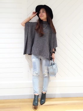 「DouDou（ドゥドゥ）のアイテム（帽子）」を使った、doudou_ebiさん（レディース・166cm）の秋コーディネート