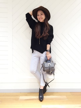 「DouDou（ドゥドゥ）のアイテム（帽子）」を使った、doudou_ebiさん（レディース・166cm）の秋コーディネート