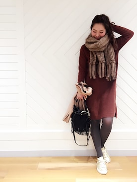 「ニットワンピ」｜doudou_ebiさん（レディース・166cm）の冬コーディネート