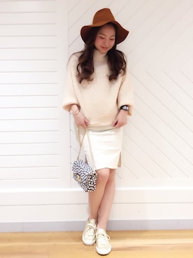 「DouDou（ドゥドゥ）のアイテム（帽子）」を使った、doudou_ebiさん（レディース・166cm）の冬コーディネート