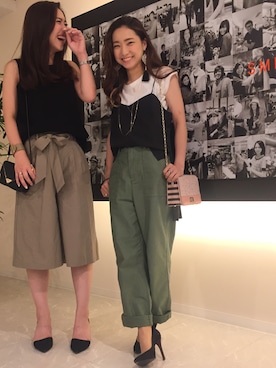 「DouDou（ドゥドゥ）のアイテム（チノパンツ）」を使った、doudou_ebiさん（レディース・166cm）の夏コーディネート