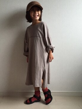 「URBAN RESEARCH（アーバンリサーチ）のアイテム（キャップ）」を使った、senaさん（キッズ・110cm）の秋コーディネート