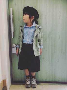「apres les cours（アプレレクール）のアイテム（ミリタリージャケット）」を使った、maaaaaa✳︎さん（キッズ・100cm）の春コーディネート