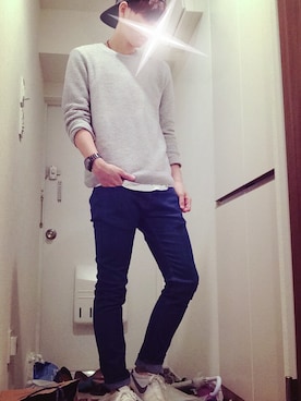 「TOPMAN（トップマン）のアイテム（ニット/セーター）」を使った、タコスケさん（メンズ・172cm）の秋コーディネート