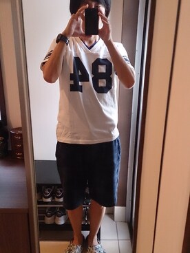 「TYPE BLUE（タイプブルー）のアイテム（Tシャツ/カットソー）」を使った、ヒロトさん（メンズ・174cm）の夏コーディネート