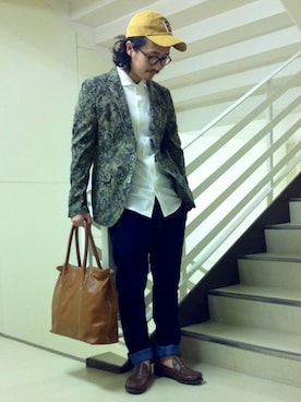 「MORGAN HOMME（モルガンオム）のアイテム（テーラードジャケット）」を使った、ぐっさんさん（メンズ・166cm）の夏コーディネート