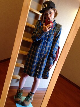 「アイテム（シャツワンピース）」を使った、Kahoさん（レディース・157cm・20代）の秋コーディネート