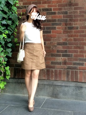 「H&M（エイチ・アンド・エム）のアイテム（スカート）」を使った、haushinkaさん（レディース・157cm）の秋コーディネート