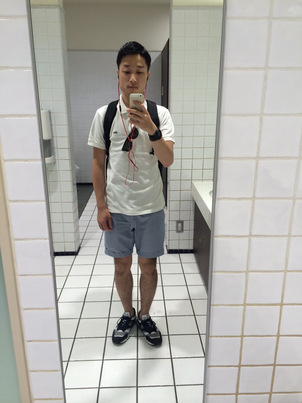 「New Balance、LACOSTE、ARC'TERYX、G-SHOCK、journal standard、green label relaxing、ray ban、BEAUTY&YOUTH UNITED ARROWS」｜「BEAMSのARC'TERYX / “MANTIS 26”（バックパック/リュック、ブラック系）」を使った、kengoさん（メンズ・170cm）の夏コーディネートの1枚目の写真