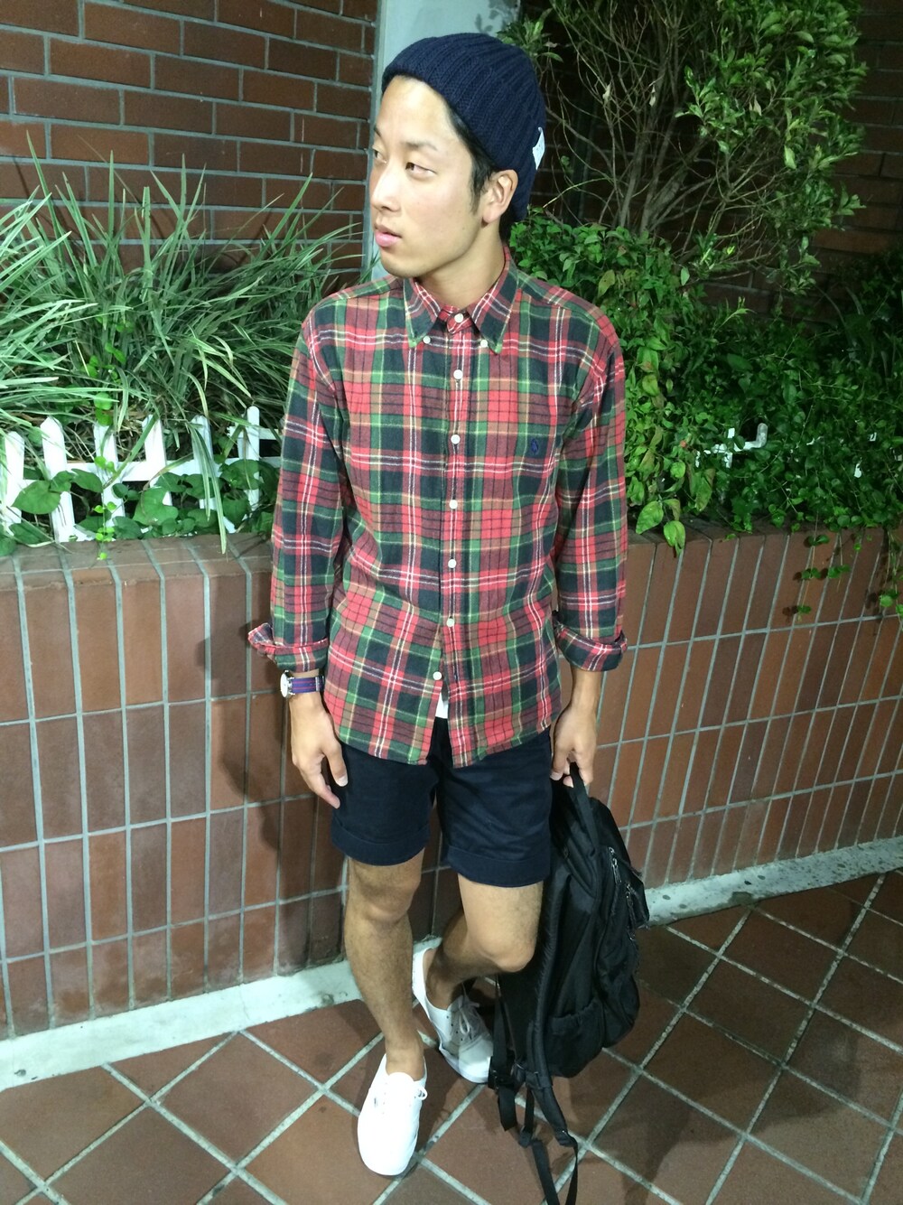 「TIMEX、Polo Ralph Lauren、ARC'TERYX、VANS、無印良品、BEAUTY&YOUTH UNITED ARROWS、UNIQLO、ray ban、チェックシャツ、ボタンダウンシャツ」｜「RAGEBLUEの【TIMEX/タイメックス×RAGEBLUE】ウィークエンダー/540087（アナログ腕時計、ブルー系）」を使った、kengoさん（メンズ・170cm）の秋コーディネートの1枚目の写真