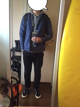 「MHL.」｜「アイテム（カバーオール）」を使った、shunさん（メンズ・175cm）の冬コーディネート