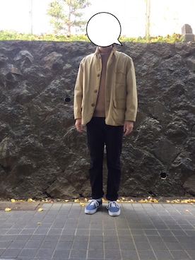 「MHL.」｜「アイテム（カバーオール）」を使った、shunさん（メンズ・175cm）の秋コーディネート