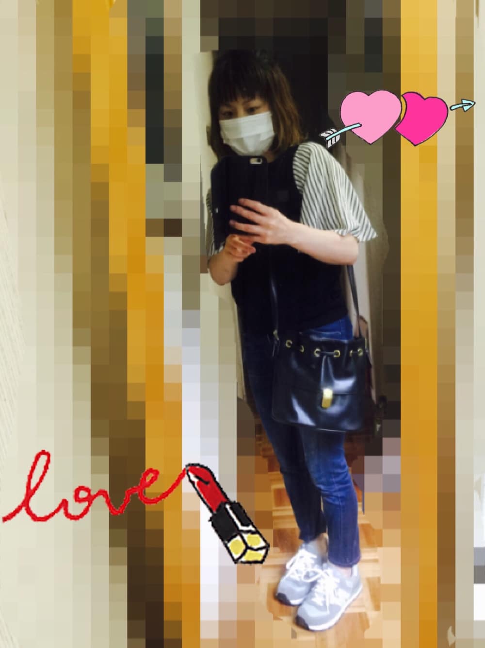 「CIAOPANICの【Ciaopanic】テジン×T/R天竺袖ストライプP/O（Tシャツ/カットソー、ブラック系）」を使った、AYAさん（レディース・152cm）の夏コーディネートの1枚目の写真