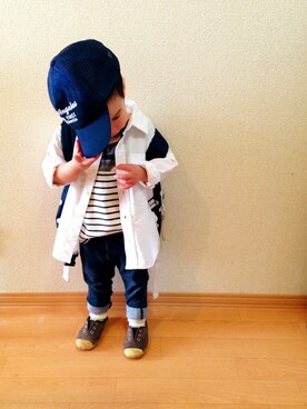 「ボーダーTシャツ」｜はり☻さん（キッズ・80cm）の春コーディネート