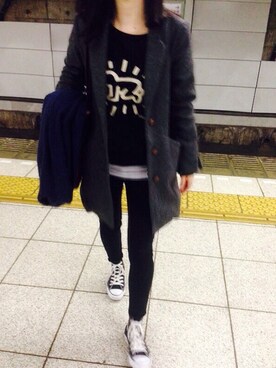 「SEVENDAYS=SUNDAY（セブンデイズサンデイ）のアイテム（チェスターコート）」を使った、A83さん（レディース・163cm）の冬コーディネート