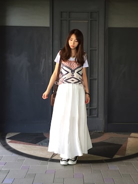 「Ungrid（アングリッド）のネイティブニットタンク（トップス、その他）」を使った、Miyoung Kimさん（レディース・157cm）の春コーディネート