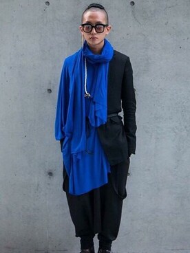「Handmade（ハンドメイド）のアイテム（ポンチョ）」を使った、gomongさん（メンズ・176cm）の冬コーディネート