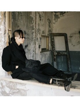 「Yohji Yamamoto（ヨウジヤマモト）のアイテム（モッズコート）」を使った、gomongさん（メンズ・176cm）の冬コーディネート