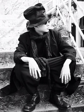「Yohji Yamamoto（ヨウジヤマモト）のアイテム（モッズコート）」を使った、gomongさん（メンズ・176cm）の冬コーディネート