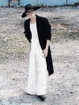 「Yohji Yamamoto（ヨウジヤマモト）のアイテム（ダウンジャケット/コート）」を使った、gomongさん（メンズ・176cm）の冬コーディネート