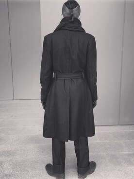「Yohji Yamamoto（ヨウジヤマモト）のアイテム（ピーコート）」を使った、gomongさん（メンズ・176cm）の春コーディネート