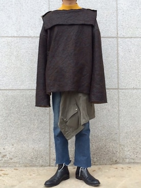 「Handmade（ハンドメイド）のアイテム（その他アウター）」を使った、gomongさん（メンズ・176cm）の秋コーディネート
