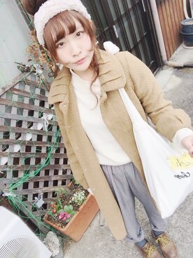 「flower」｜「アイテム（その他アウター）」を使った、まいまいさん（レディース・158cm）の冬コーディネート