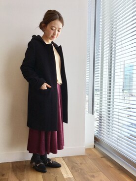 「フードコート」｜「アイテム（その他シューズ）」を使った、mihoさん（レディース・153cm）の秋コーディネート