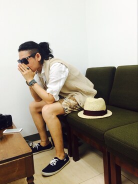 「idealism sound（イデアリズムサウンド）のアイテム（アクセサリー）」を使った、415さん（メンズ・168cm）の夏コーディネート