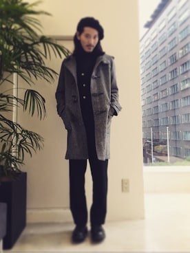 「アイテム（ダッフルコート）」を使った、水野亘さん（メンズ・175cm）の秋コーディネート