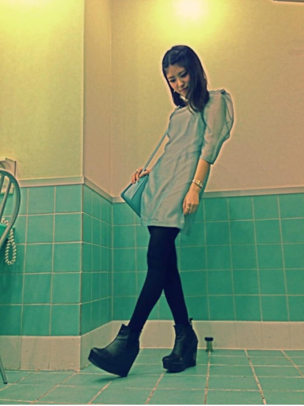 「FRAY I.Dのアイテム名不明（ワンピース）」を使った、riiiihoooさんの冬コーディネートの1枚目の写真